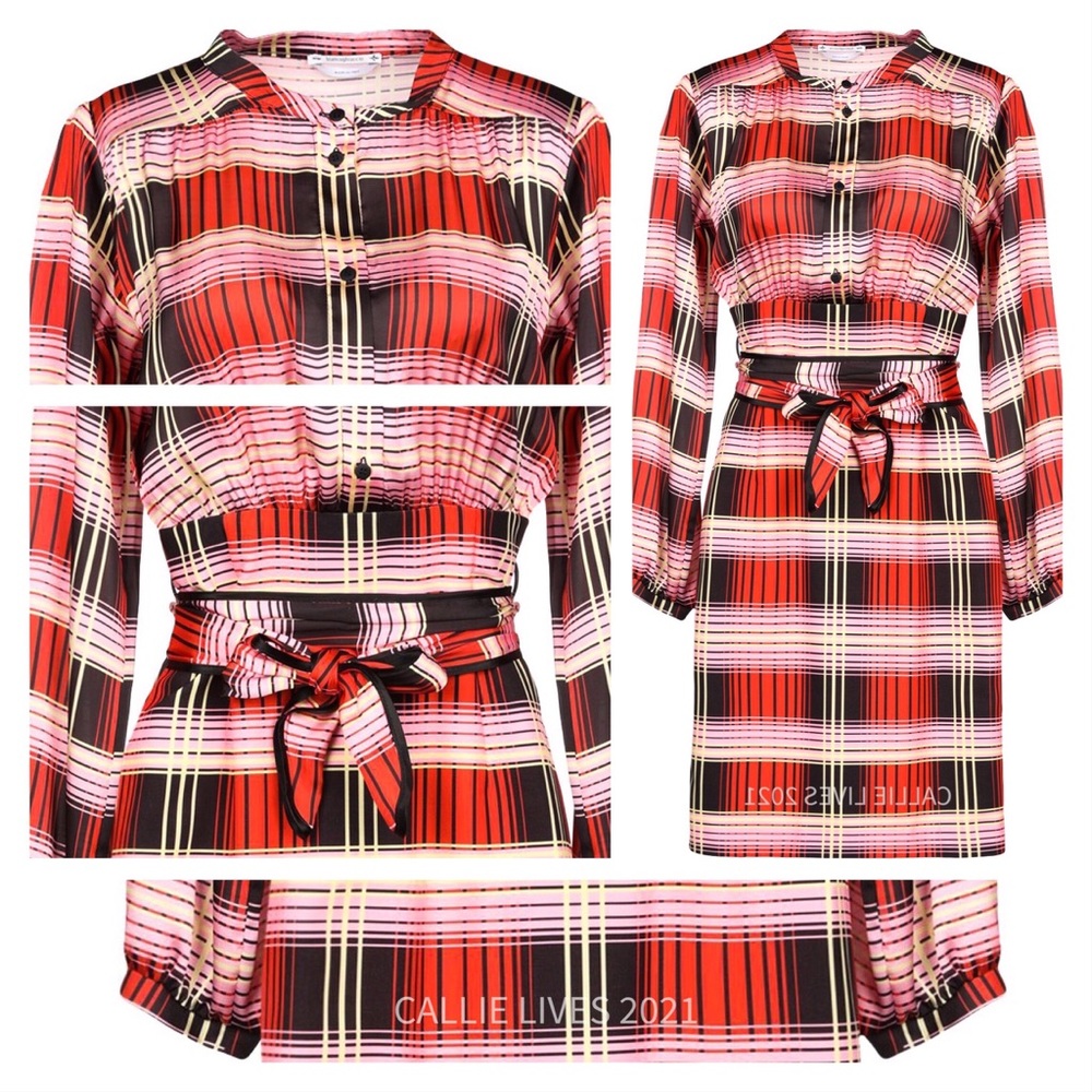 Elaine Vintage Plaid: Pink Red Black Work Dress - Picture 4 of 6